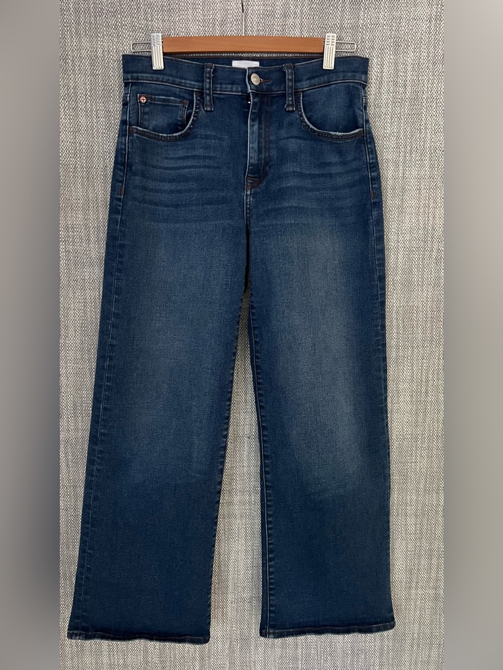 Hudson Rosalie Wide-Leg, Ankle-Length Jeans in Dark Blue